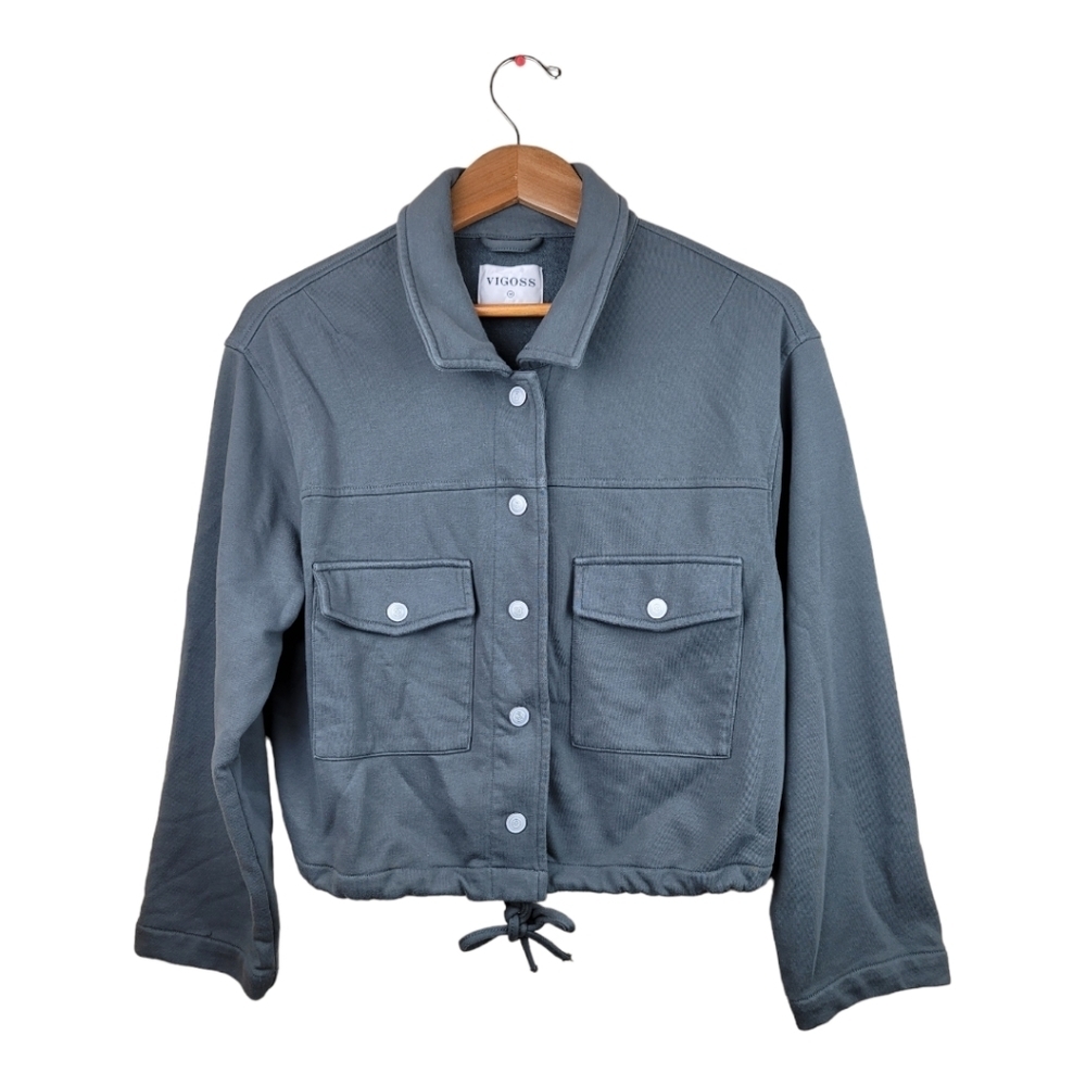 VIGOSS‎ Drawstring Waist Double Patch Pocket Front Snap Closure Jacket - Picture 6 of 8